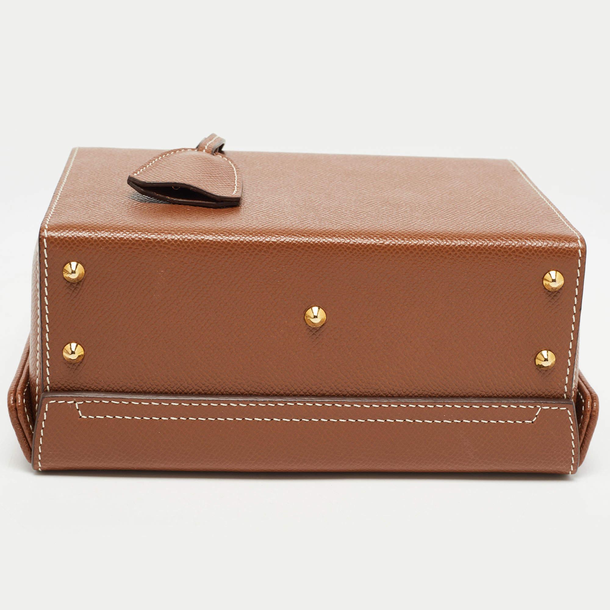 Mark Cross Brown Leather Grace Box Bag 1