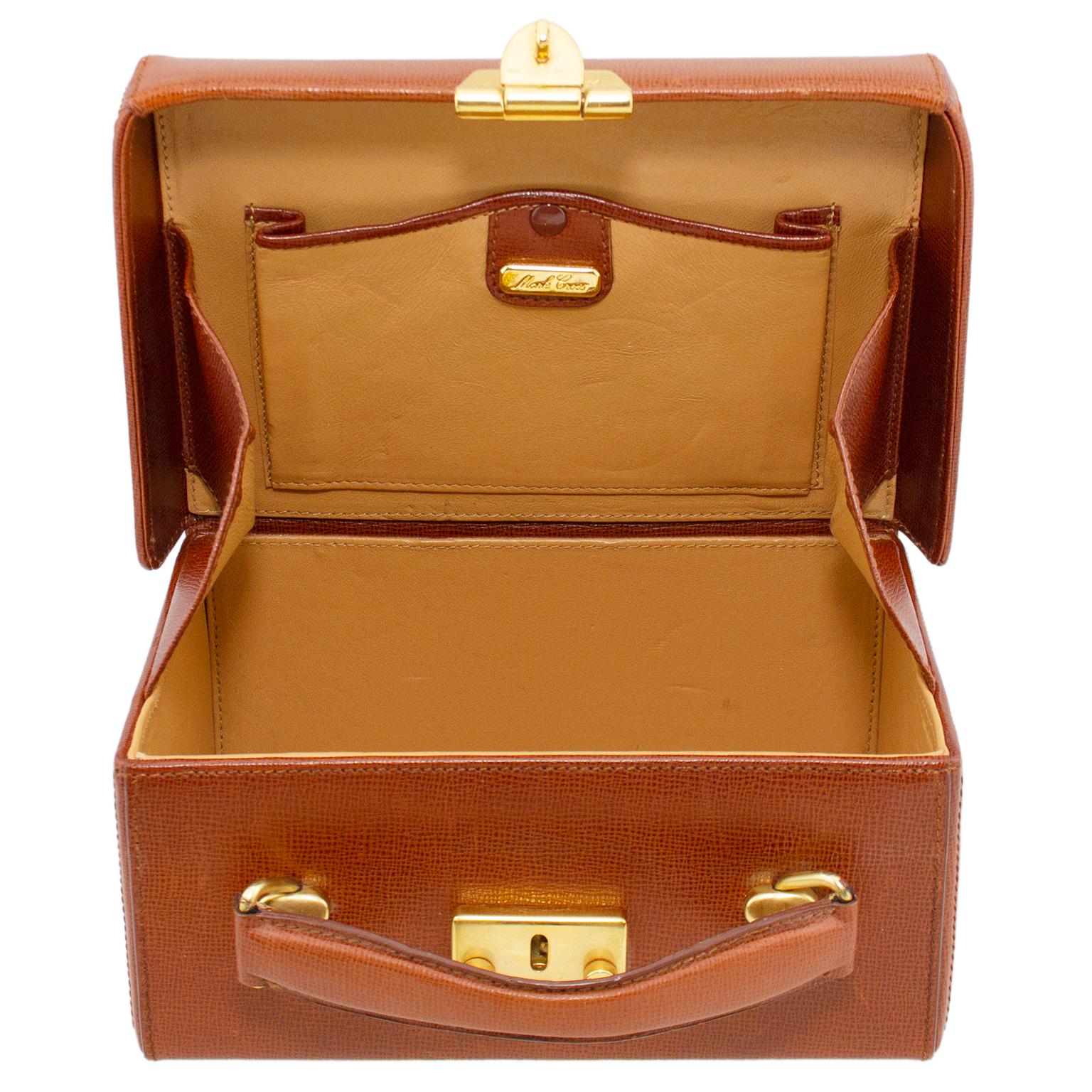 Women's or Men's Mark Cross Chestnut Brown Small Grace Box Bag For Sale