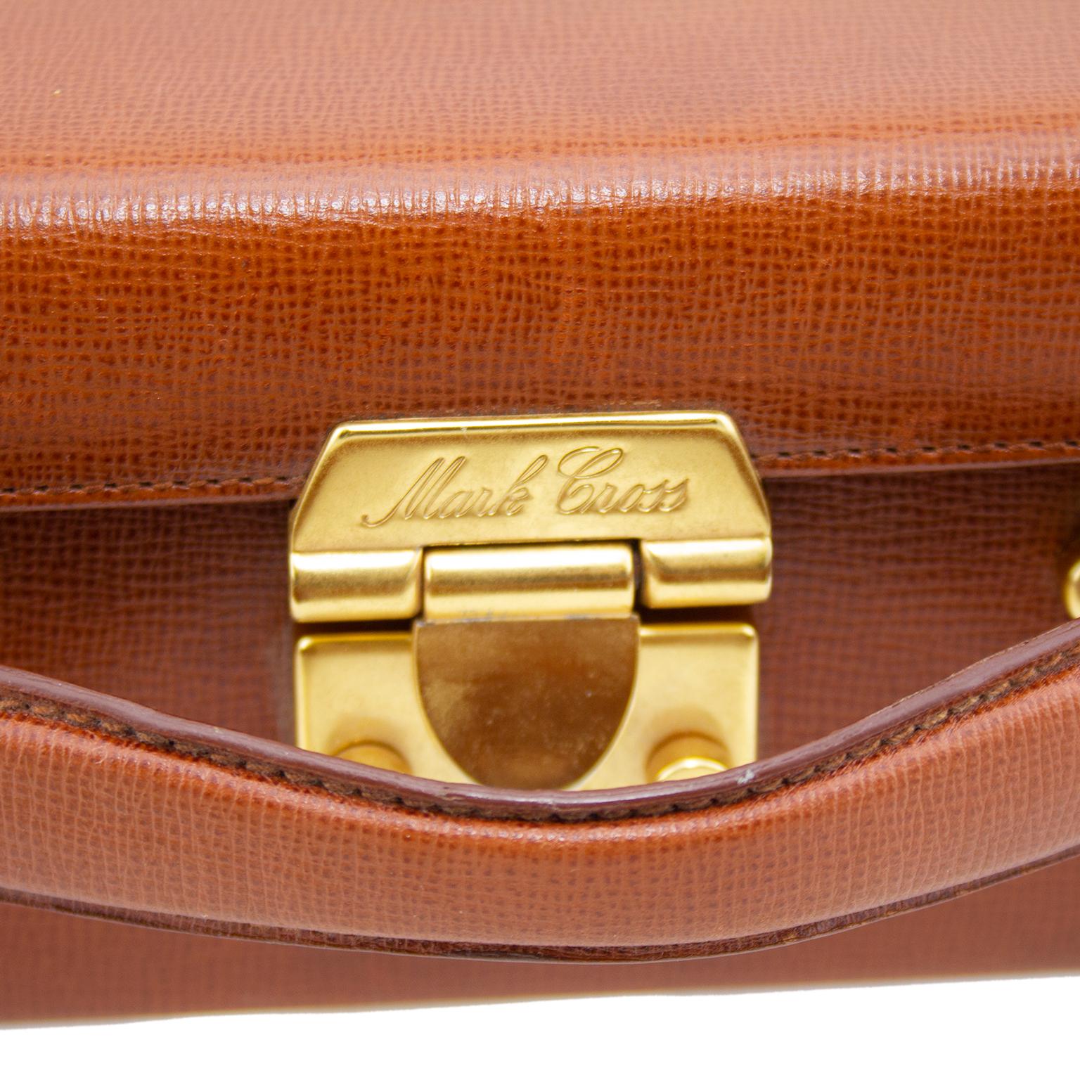 Mark Cross Chestnut Brown Small Grace Box Bag For Sale 1