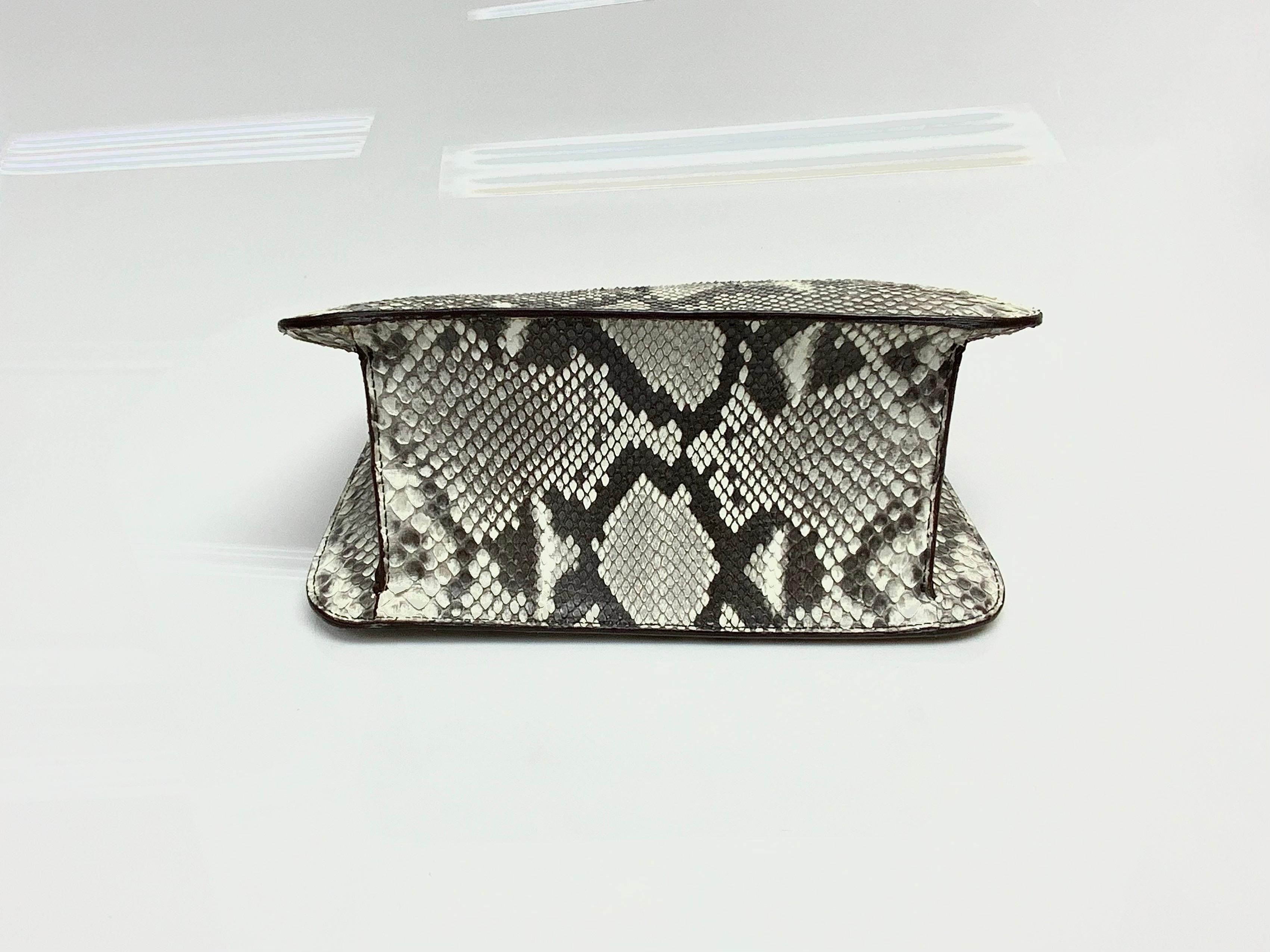 Mark Cross Earthtone Python Crossbody Bag GHW In Excellent Condition For Sale In West Palm Beach, FL
