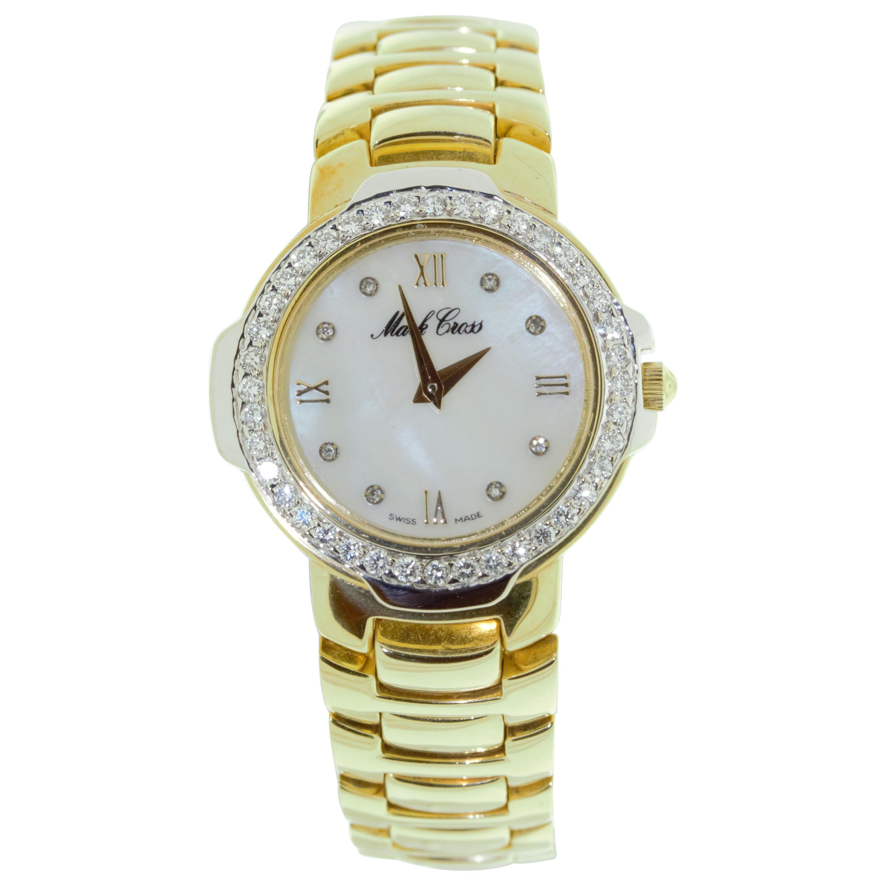 Mark Cross Gold Watch with Pearl Dial