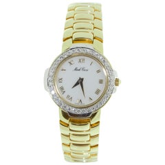 Vintage Mark Cross Gold Watch with White Dial