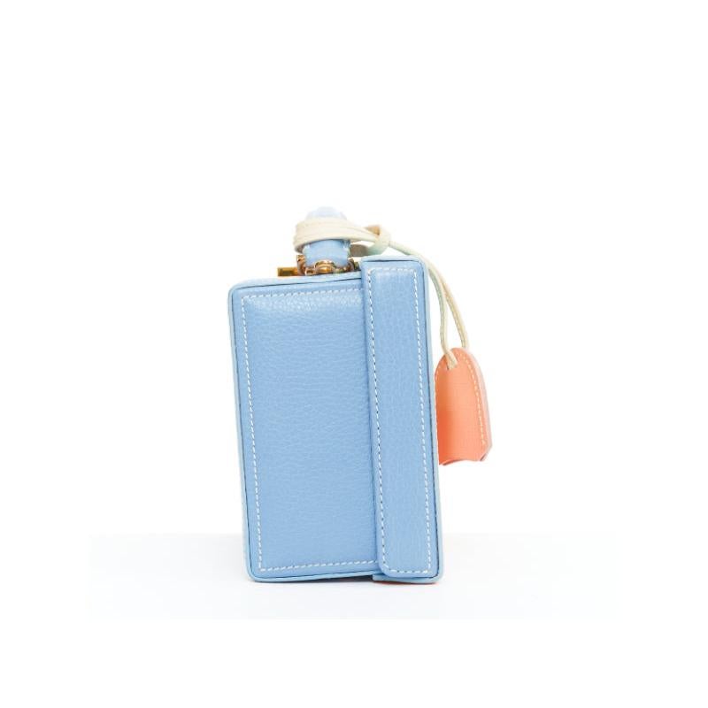 MARK CROSS Grace 18 blue multicolor calfskin patchwork crossbody vanity box bag Bon état - En vente à Hong Kong, NT