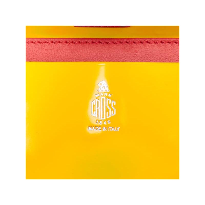 Mark Cross Grace 18, borsa crossbody in pelle di vitello lucida e argento, con scatola di vanità. 5