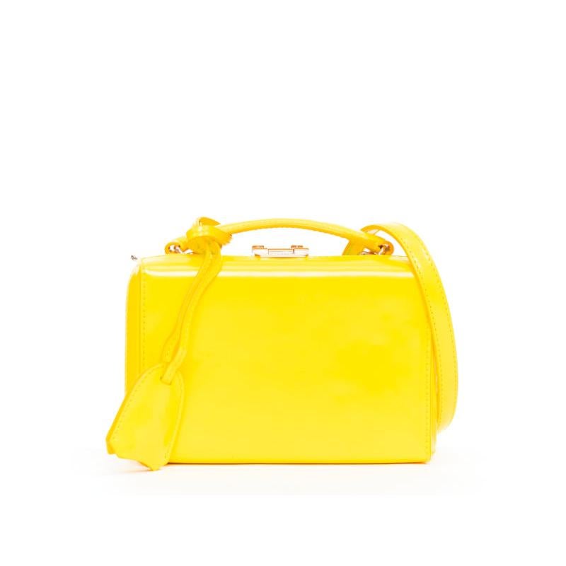 MARK CROSS Grace 18 bright glossy calfskin silver crossbody vanity box bag