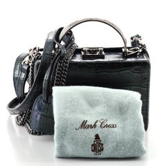 Mark Cross Grace Box Bag Crocodile with Metal Detail Mini