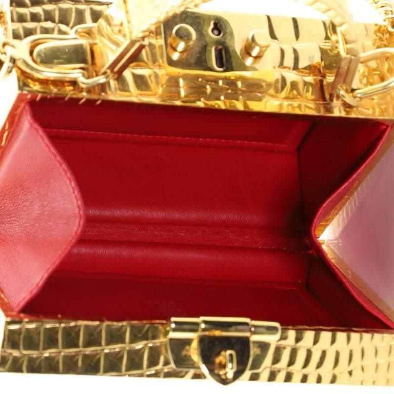 Mark Cross Grace Box Bag Gold-Plated Brass Mini at 1stDibs