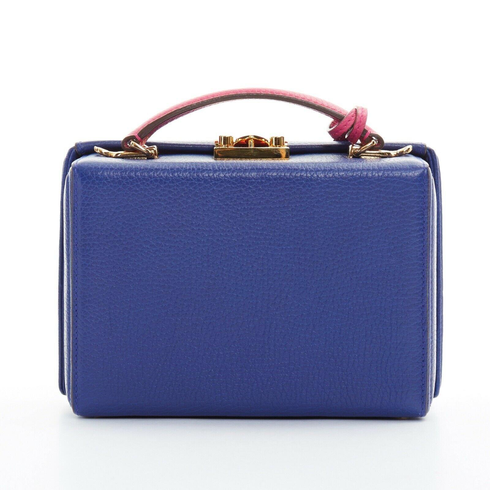 Women's MARK CROSS Grace Box blue purple leather gold lock medium shoulder trunk bag