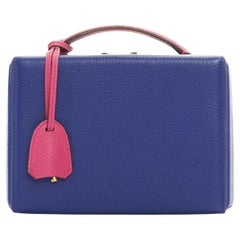 MARK CROSS Grace Box blue purple leather gold lock medium shoulder trunk bag