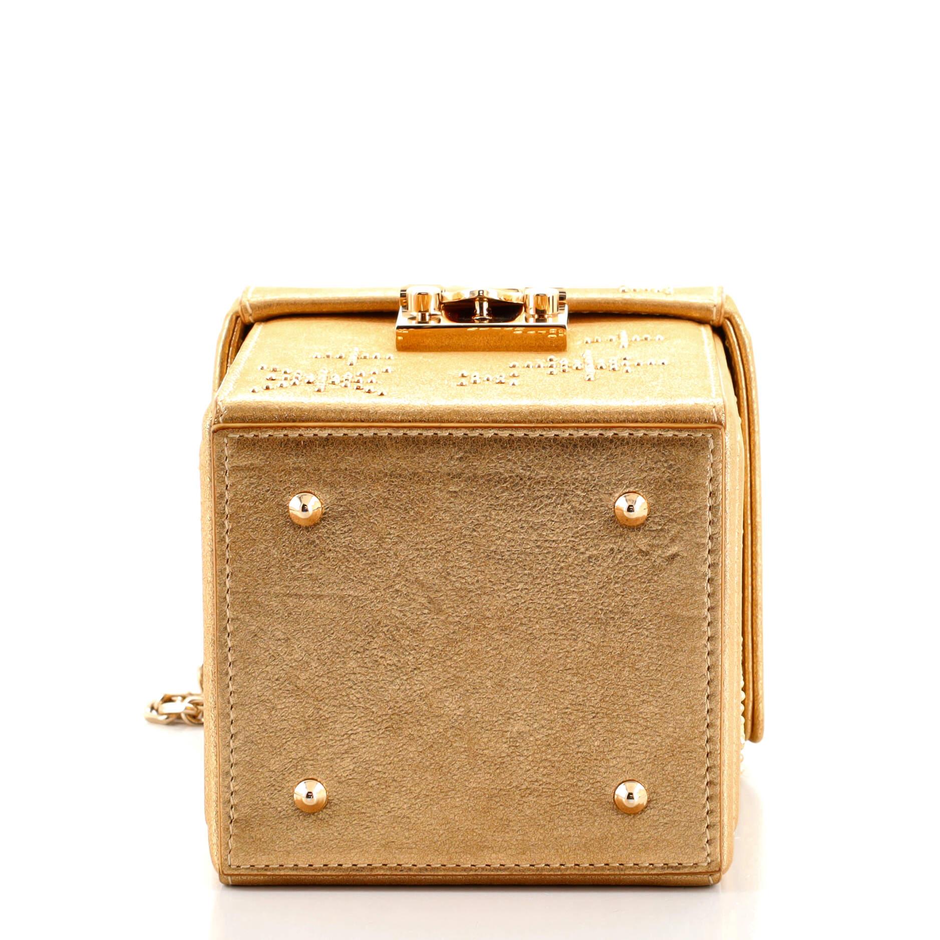 Women's or Men's Mark Cross Grace Cube Box Bag Crystal Embellished Metallic Leather