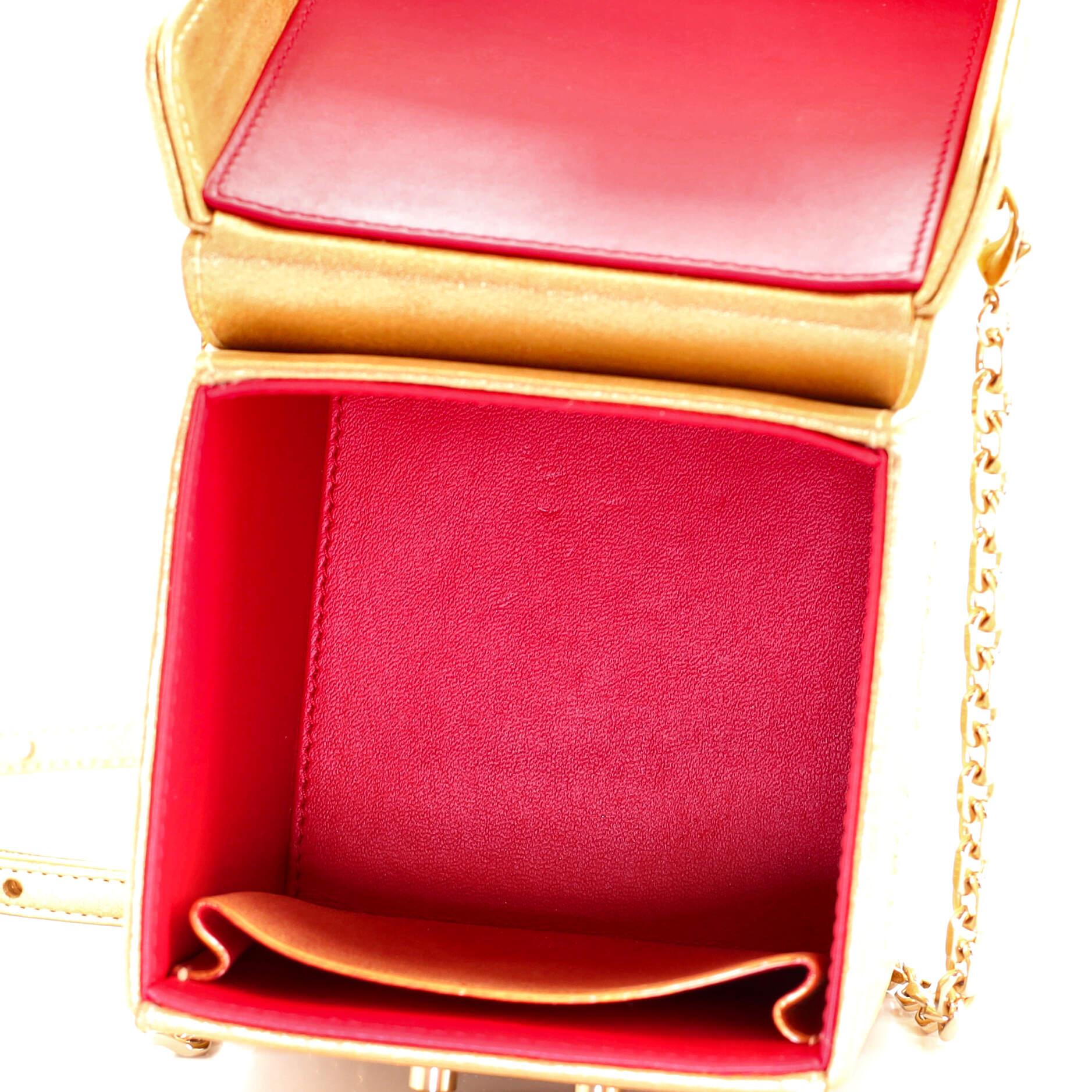 Mark Cross Grace Cube Box Bag Crystal Embellished Metallic Leather 1