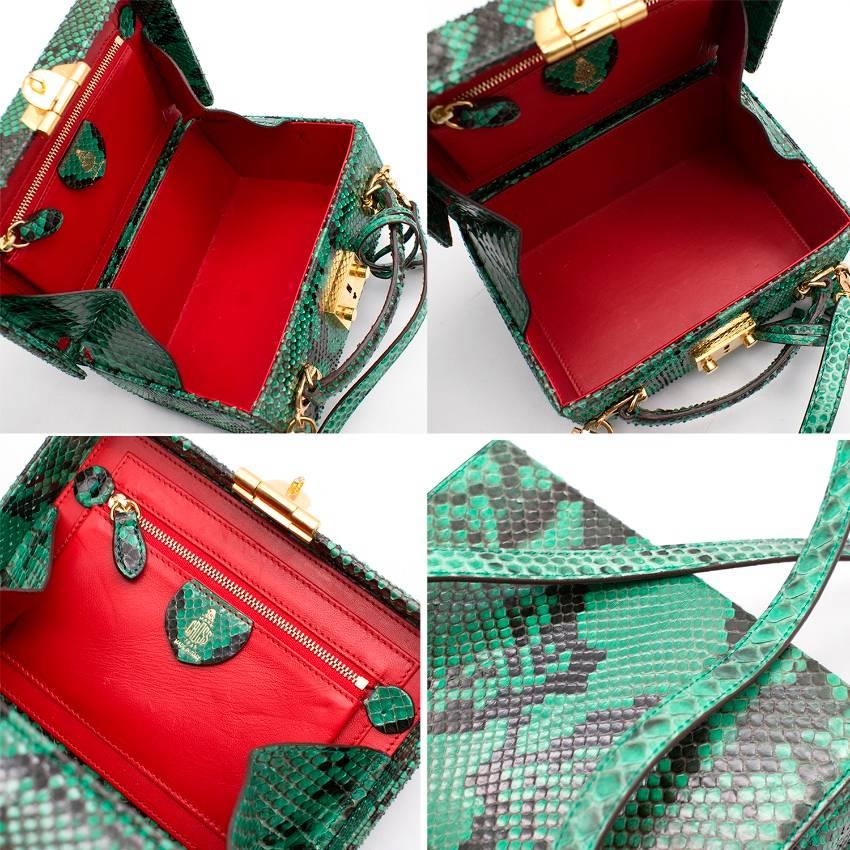 Mark Cross Grace small green python box bag For Sale 4