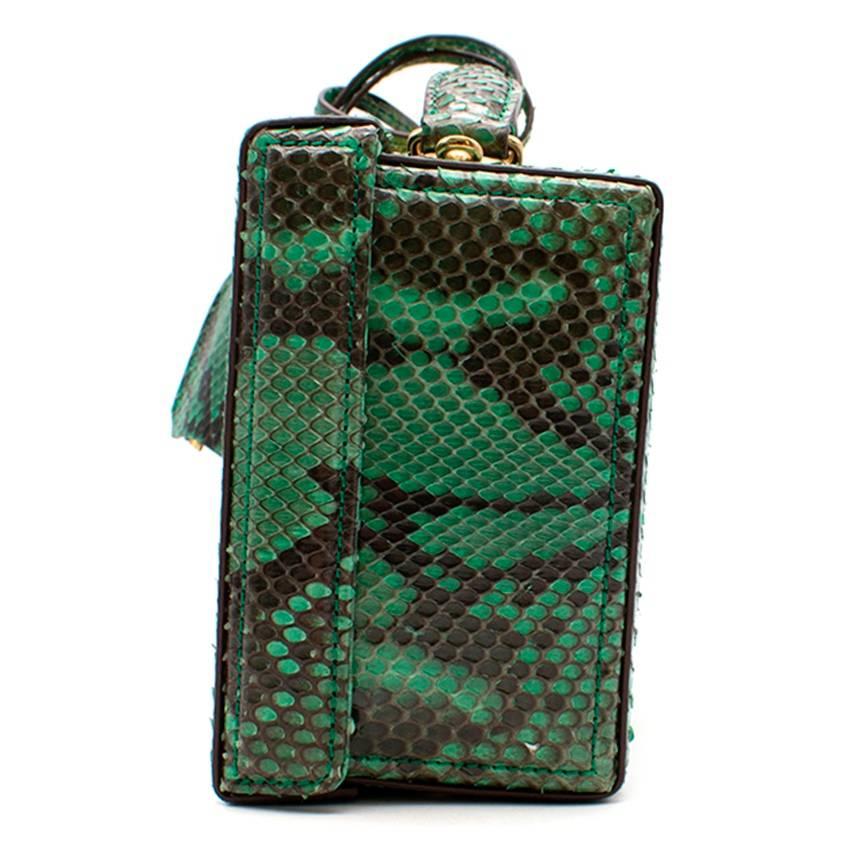 Black Mark Cross Grace small green python box bag For Sale