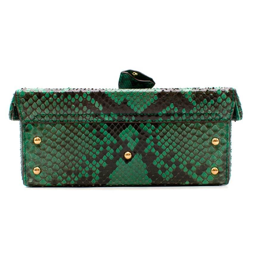 Mark Cross Grace small green python box bag In Excellent Condition For Sale In London, GB