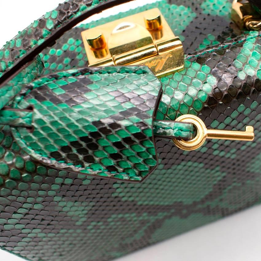 Mark Cross Grace small green python box bag For Sale 1