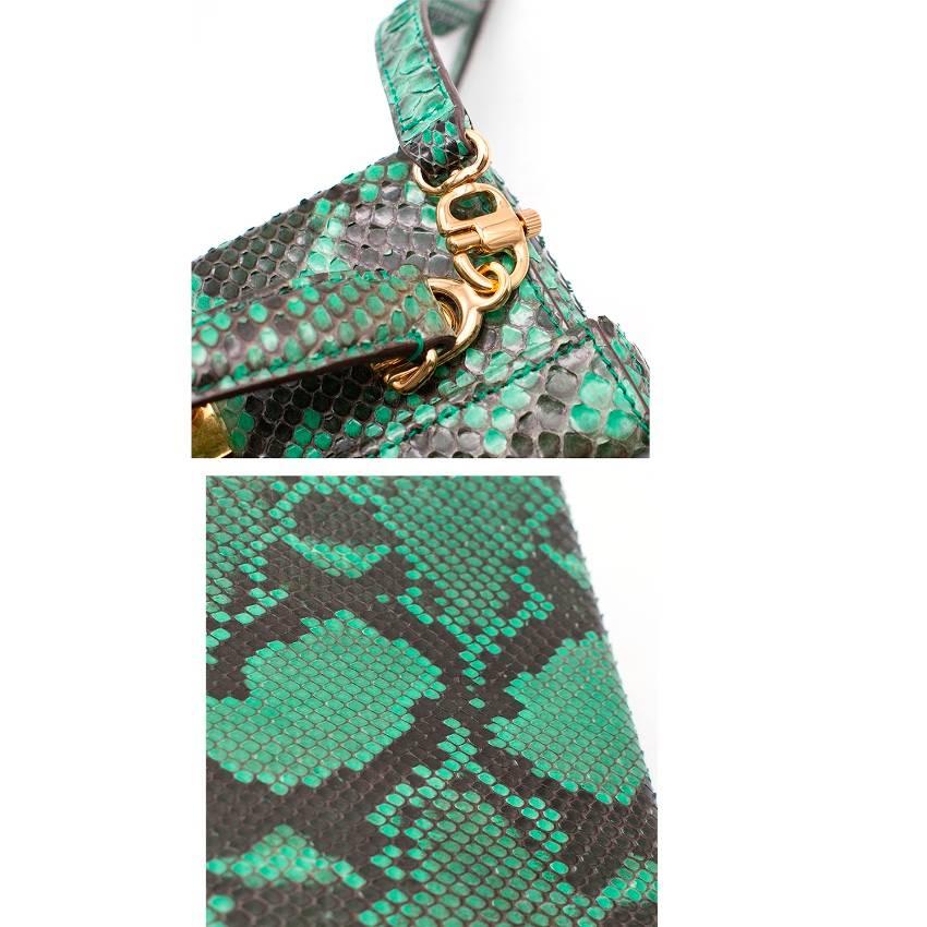 Mark Cross Grace small green python box bag For Sale 2