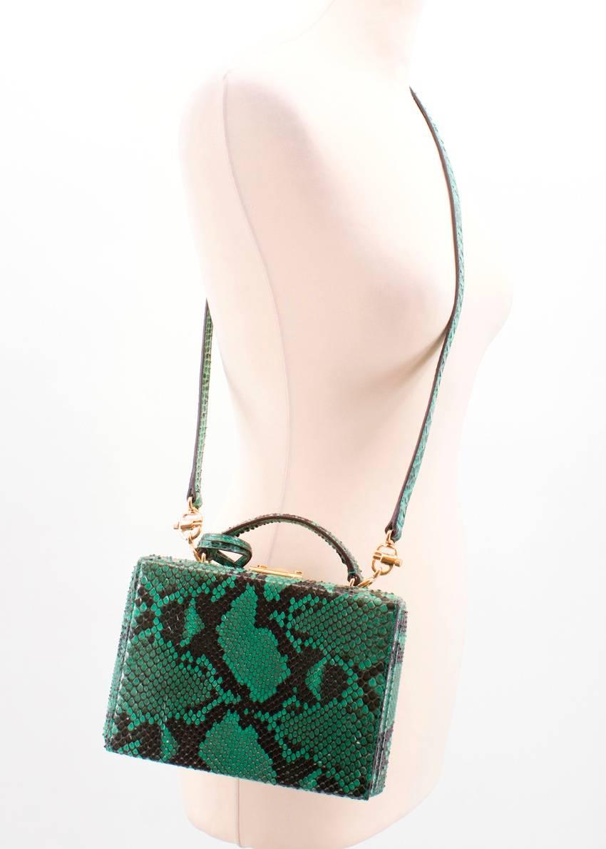 Mark Cross Grace small green python box bag For Sale 3