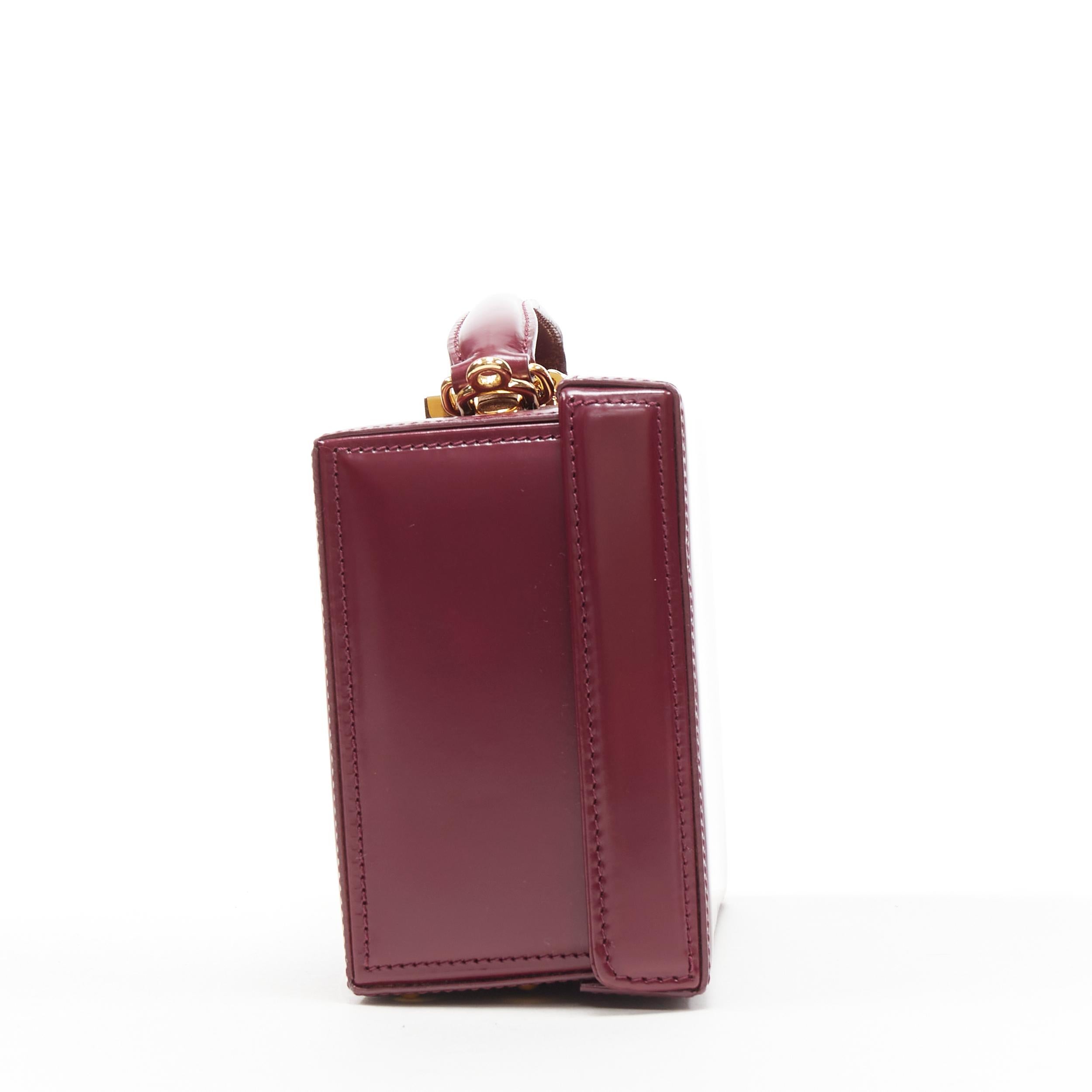 Brown MARK CROSS Grace Small purple smooth leather gold hardware box crossbody bag