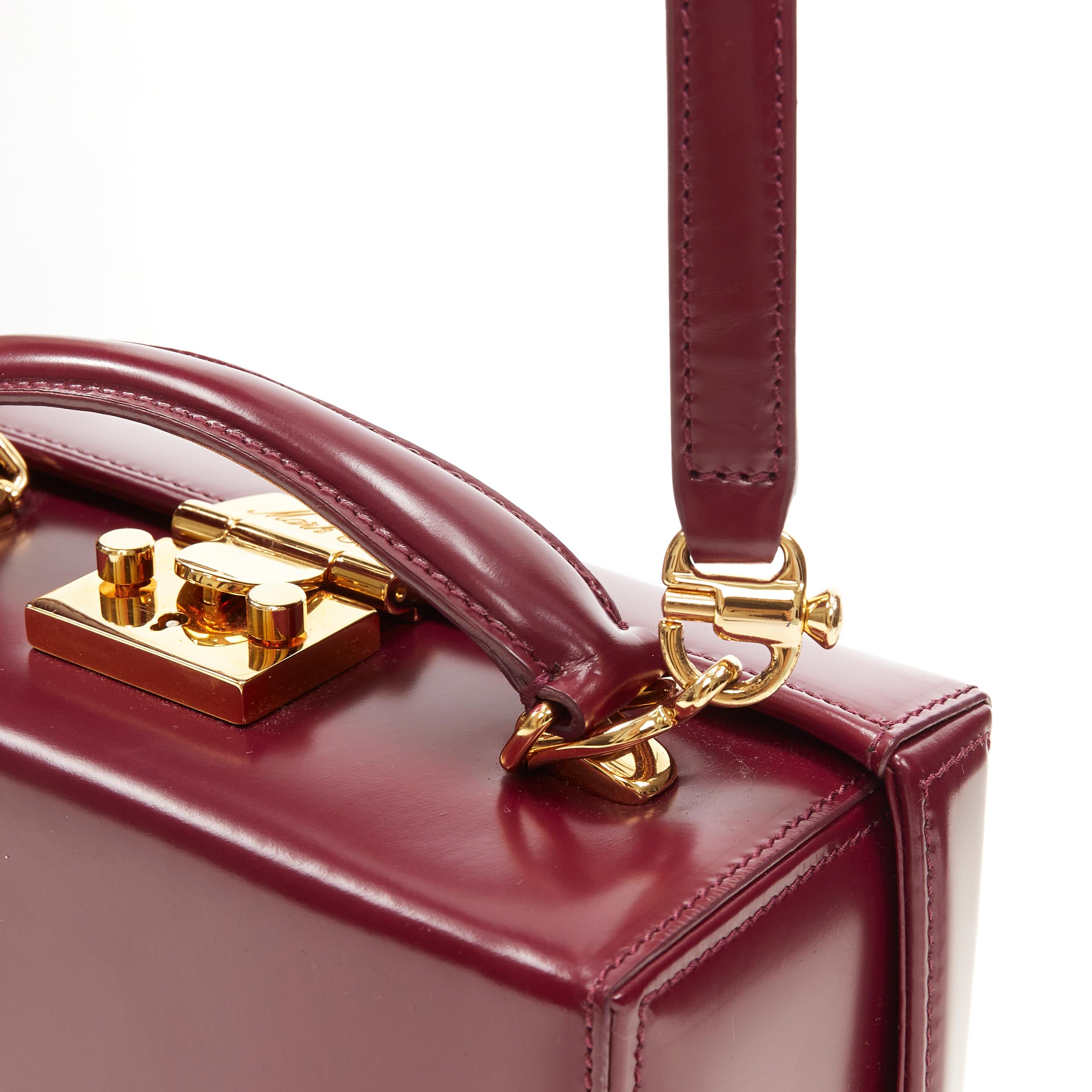 MARK CROSS Grace Small purple smooth leather gold hardware box crossbody bag 2