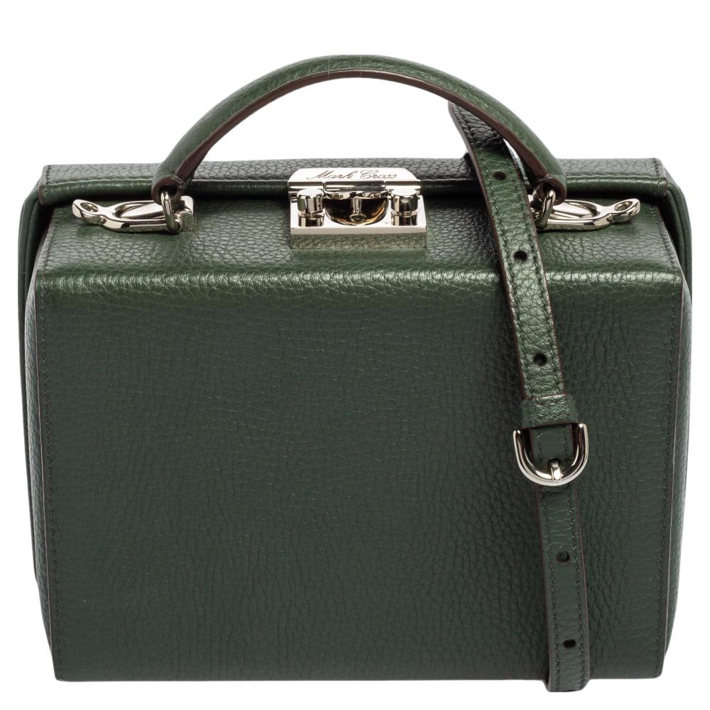 Mark Cross Green Leather Small Grace Box Bag 6