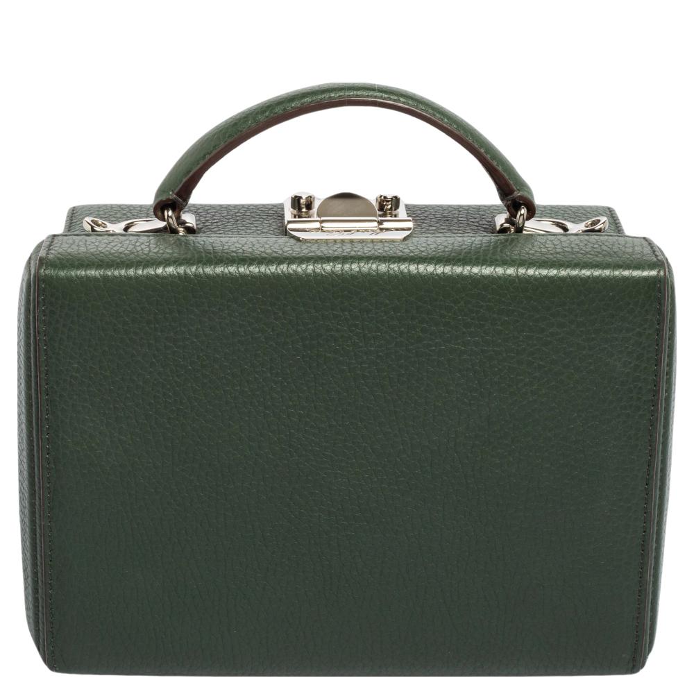 Black Mark Cross Green Leather Small Grace Box Bag