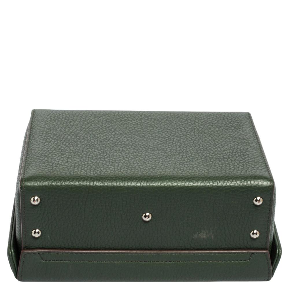 Mark Cross Green Leather Small Grace Box Bag In Good Condition In Dubai, Al Qouz 2