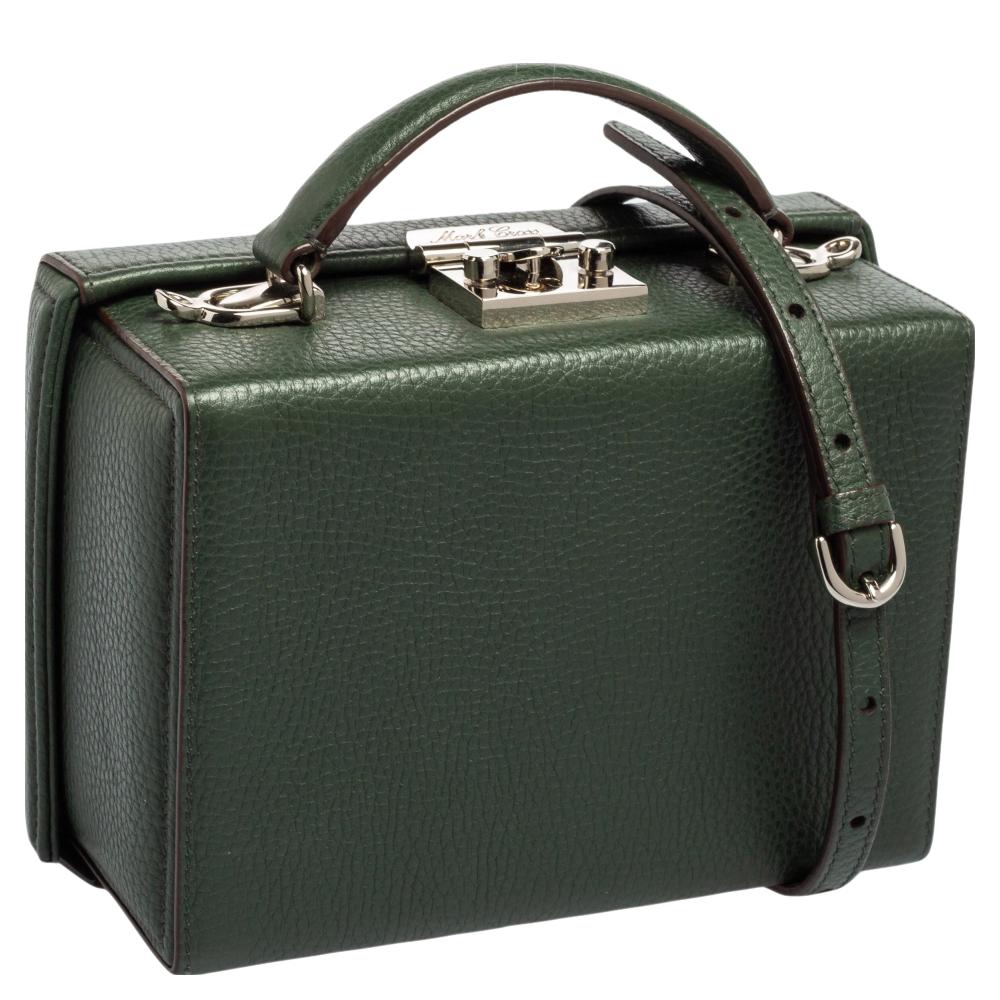 Women's Mark Cross Green Leather Small Grace Box Bag