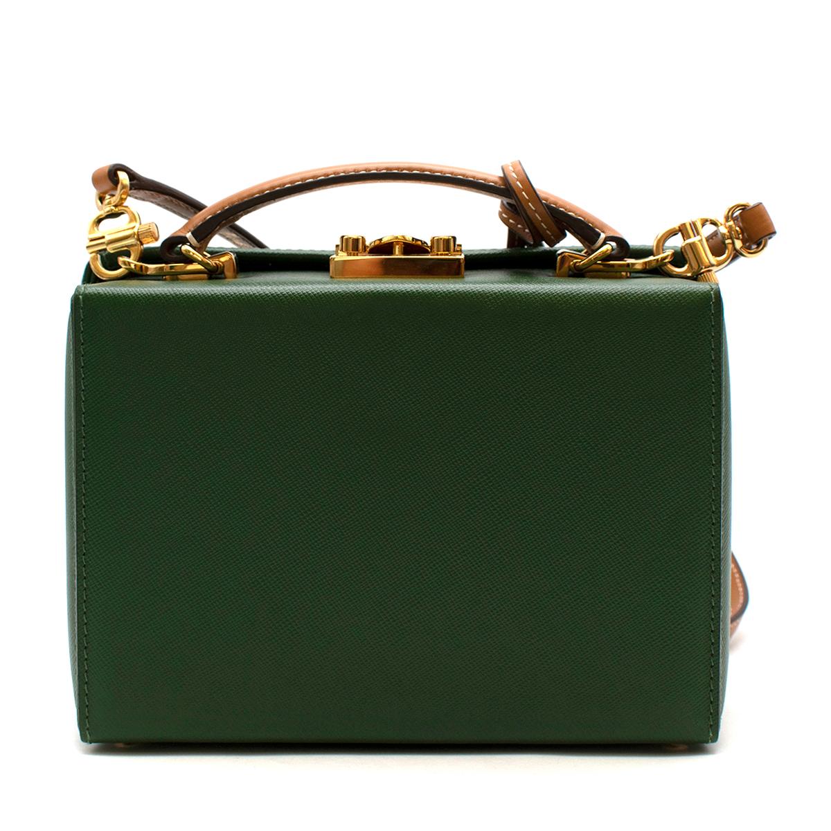 Black Mark Cross Green Textured Leather Small Grace Box Bag