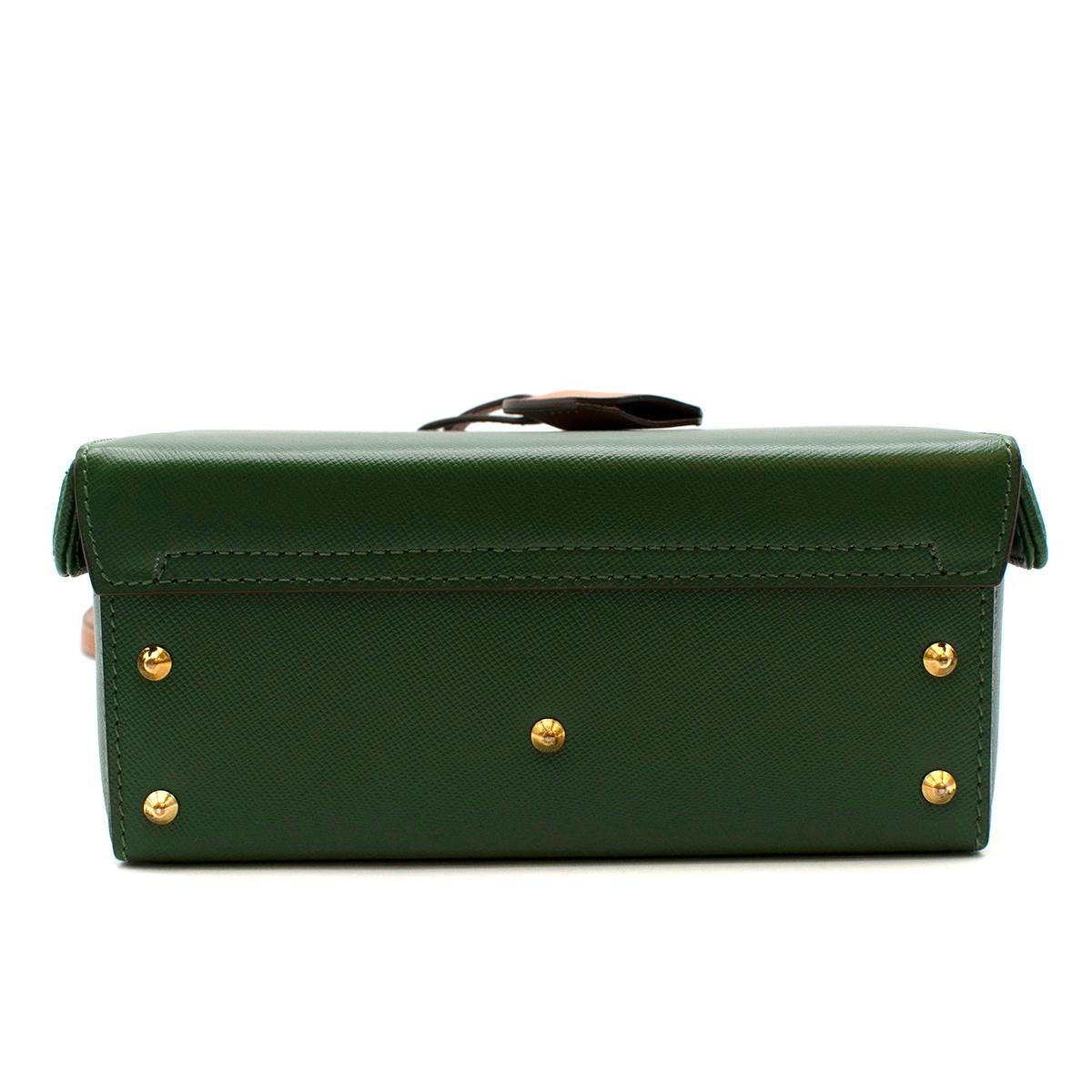 Women's Mark Cross Green Textured Leather Small Grace Box Bag