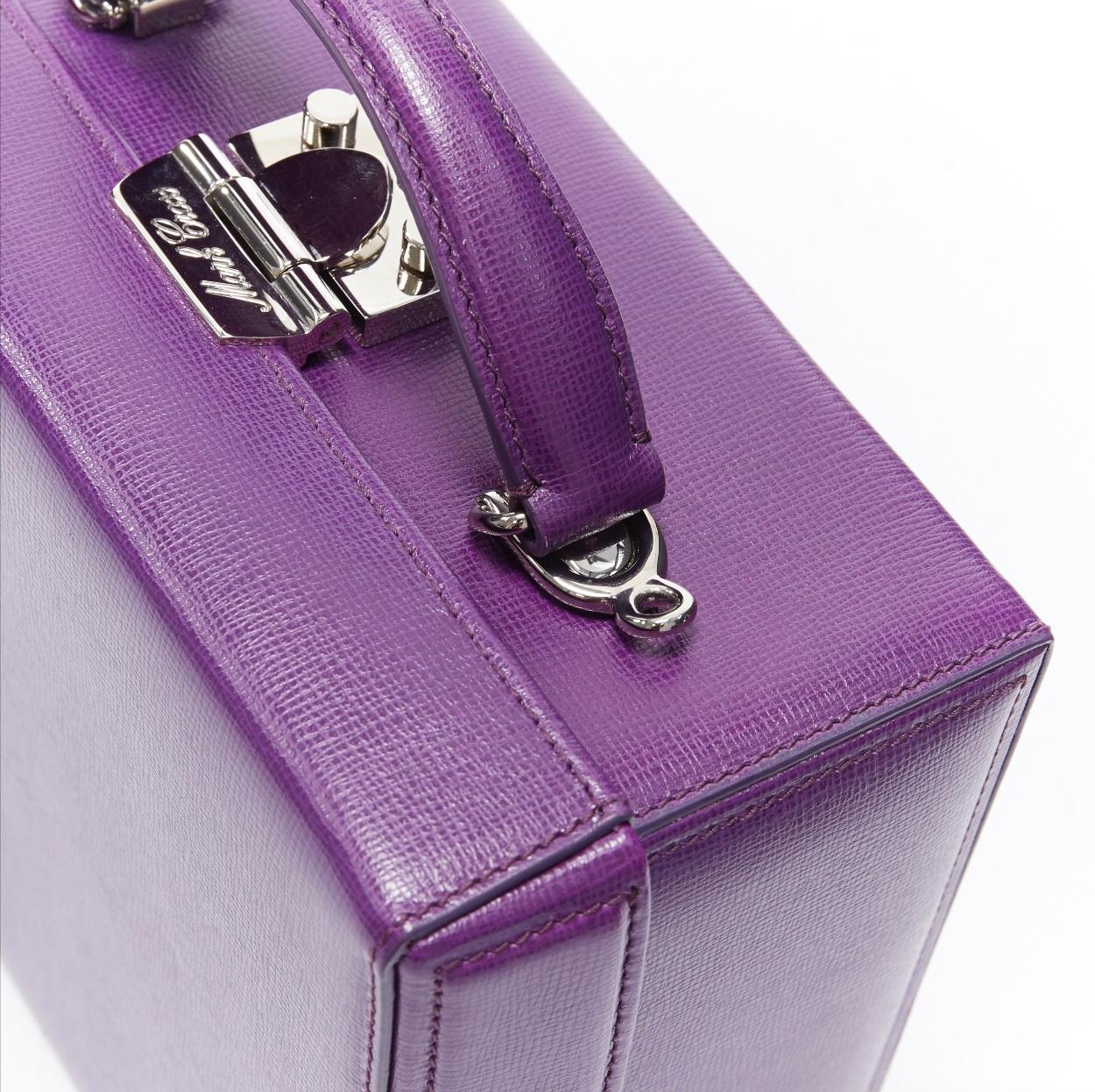 Women's MARK CROSS Large Grace purple leather silver hardware lock structured vanity bag
