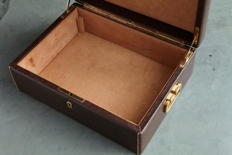 Mark Cross Leather Brown Leather Jewelry Box from the Collection of Ann