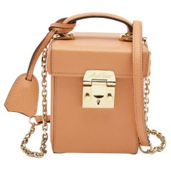 Mark Cross Light Orange Leather Grace Cube Top Handle Bag