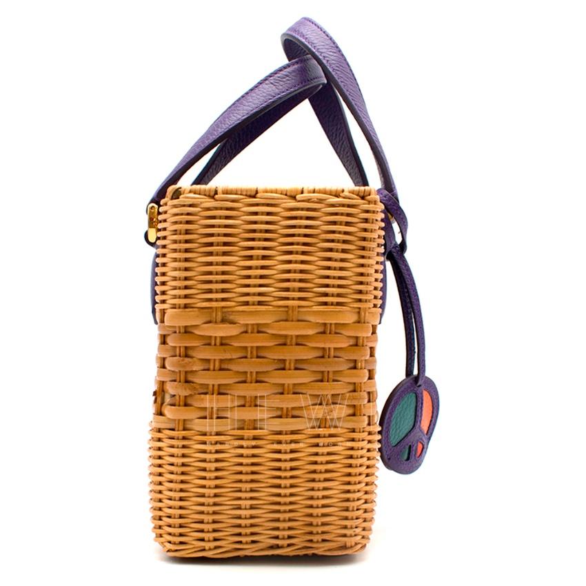 Mark Cross Manray Purple Raffia Tote Bag

- Brown & purple Woven Raffia and Leather Contrast Details Tote Bag
- Double purple leather top handle
- Adjustable and detachable purple leather shoulder strap
- Gold-plated hardware
- Gold foil stamp