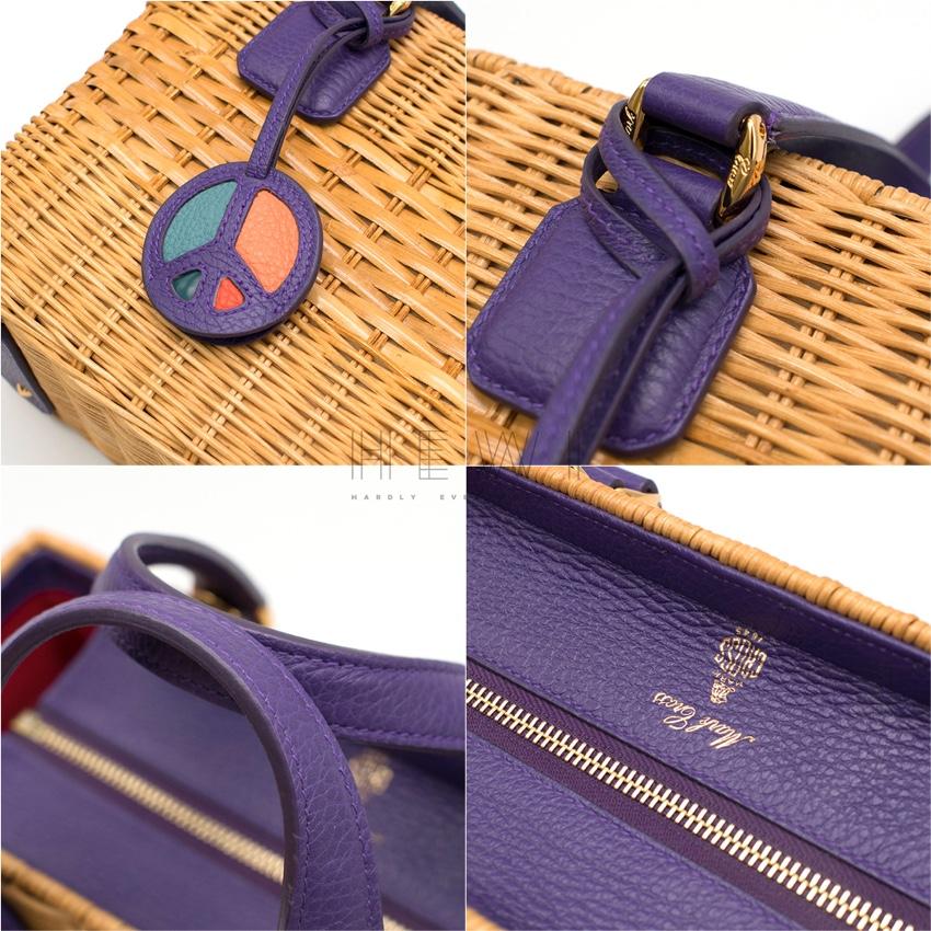 Mark Cross Manray Purple Raffia Tote Bag 26cm 1