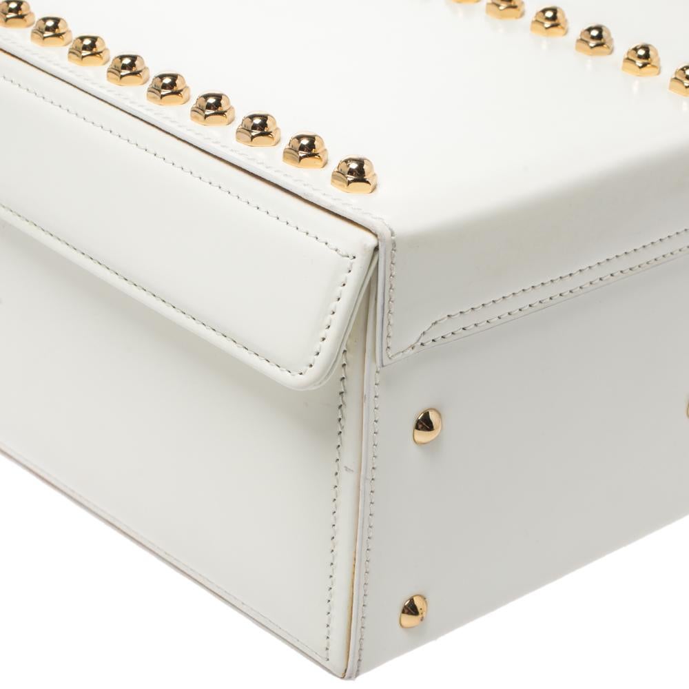 Mark Cross Off White Leather Grace Studded Box Bag 1