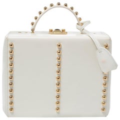 Mark Cross Off White Leather Grace Studded Box Bag