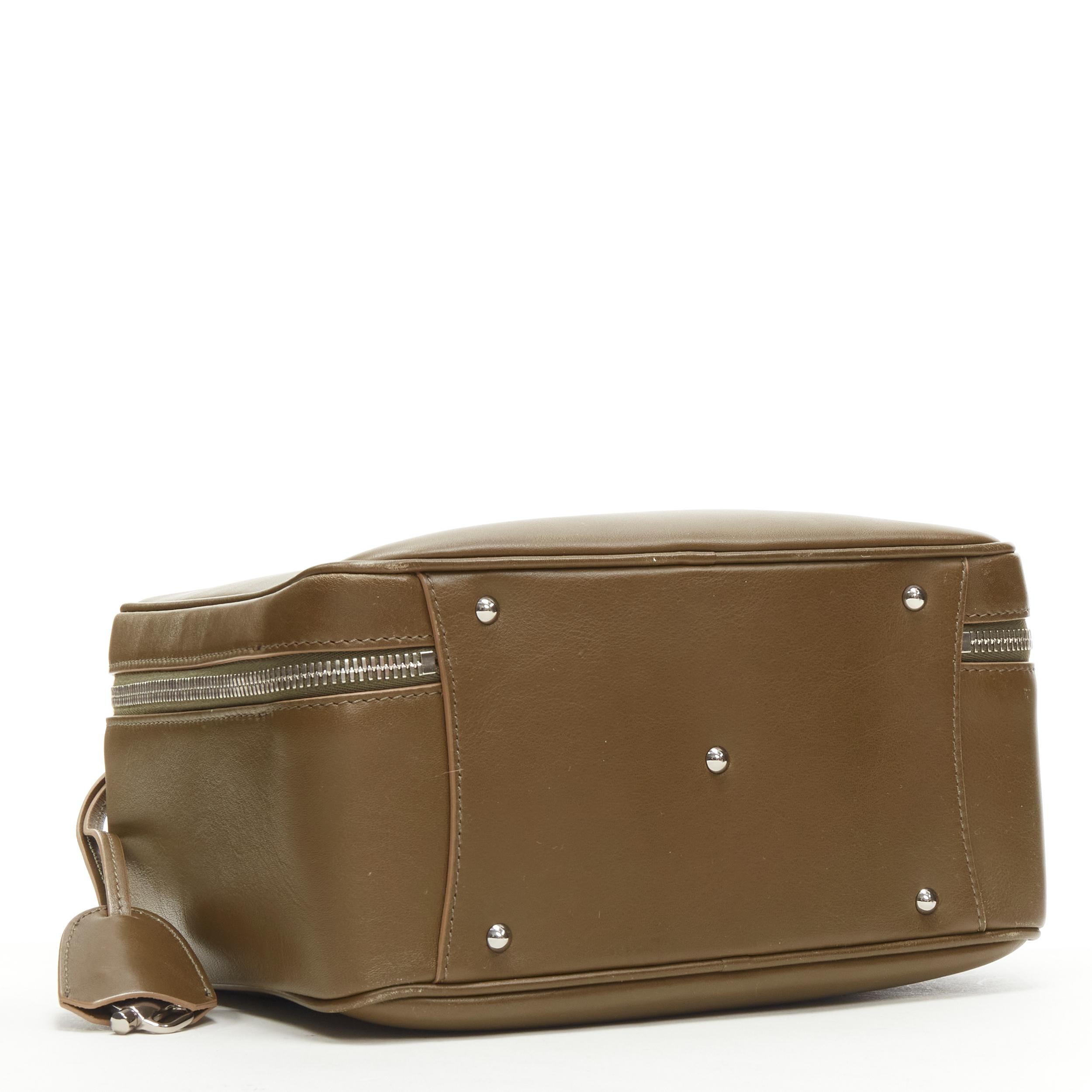 MARK CROSS olive green leather soft leather crossbody vanity box bag In Good Condition In Hong Kong, NT