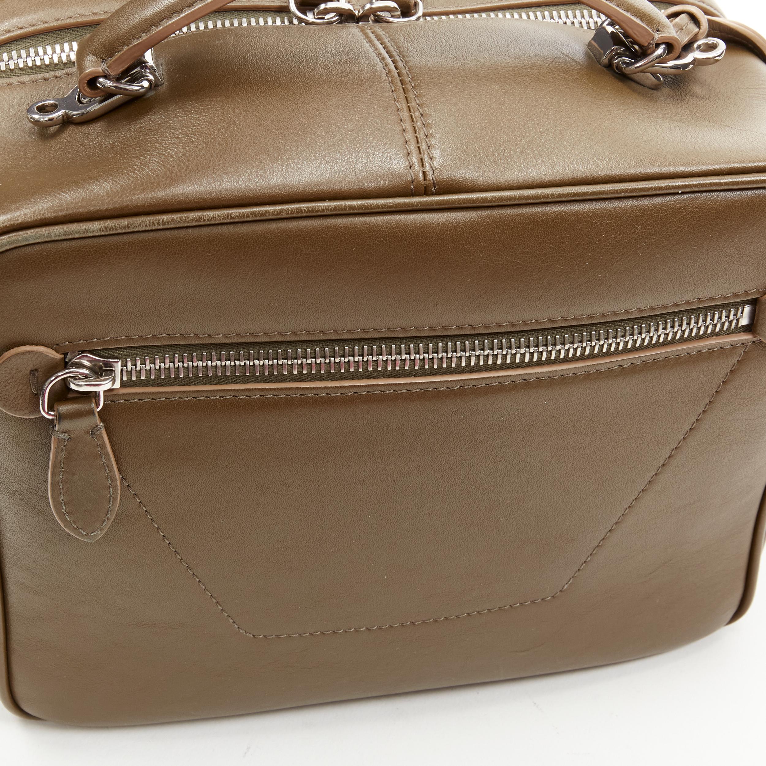 MARK CROSS olive green leather soft leather crossbody vanity box bag 1