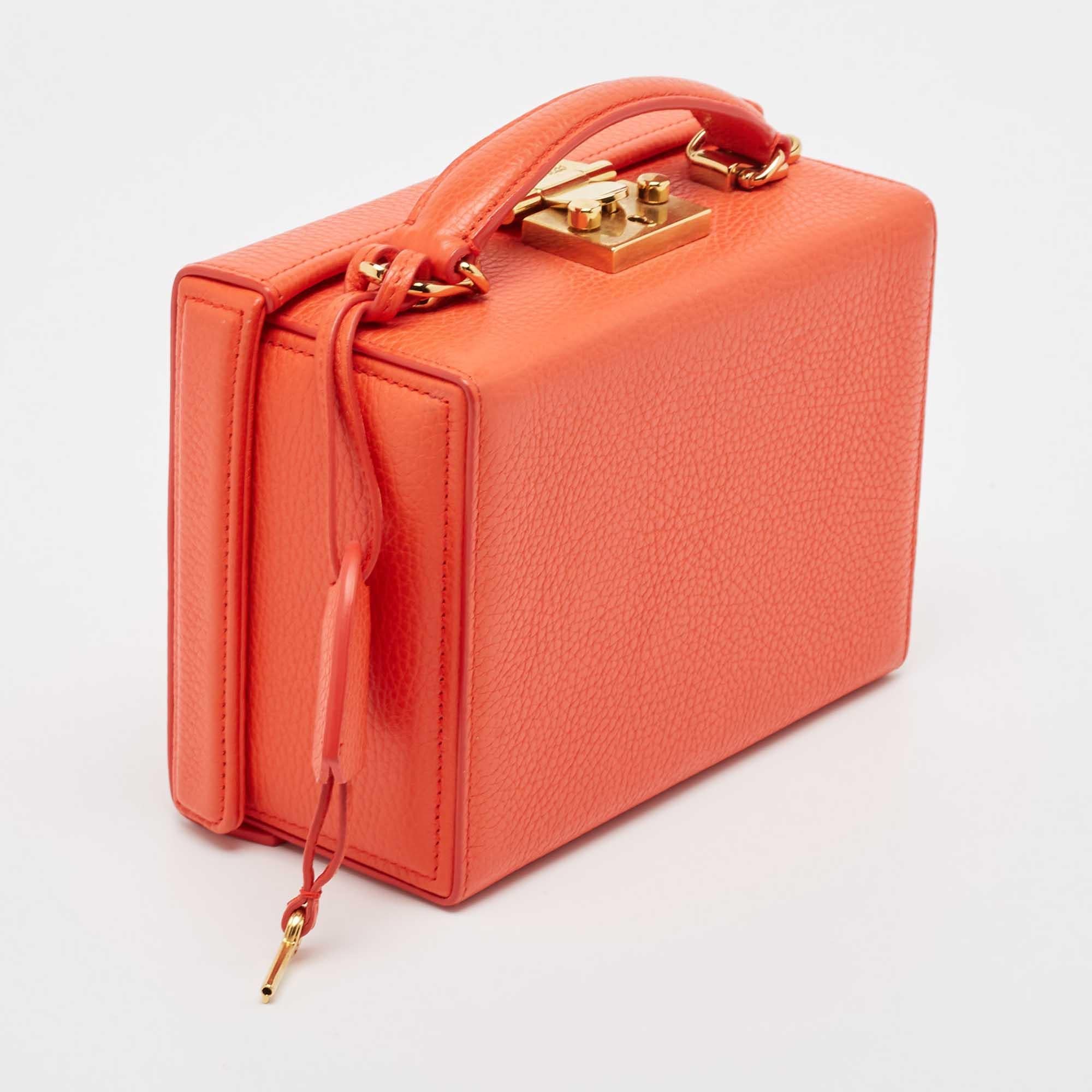 Red Mark Cross Orange Leather Grace Box Bag
