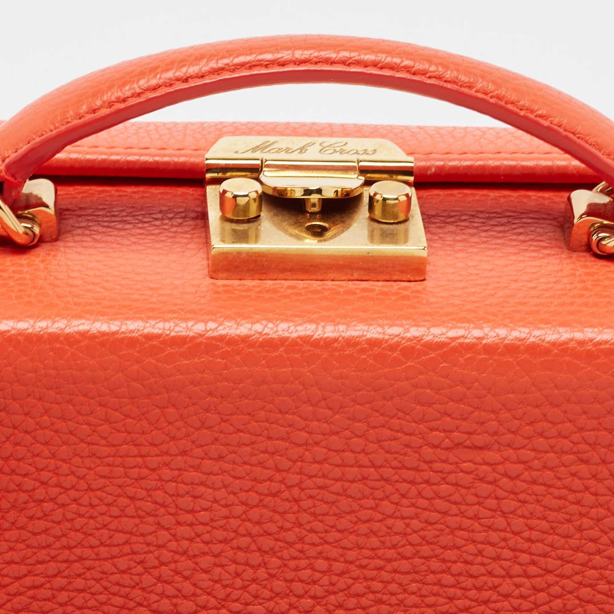 Women's Mark Cross Orange Leather Grace Box Bag
