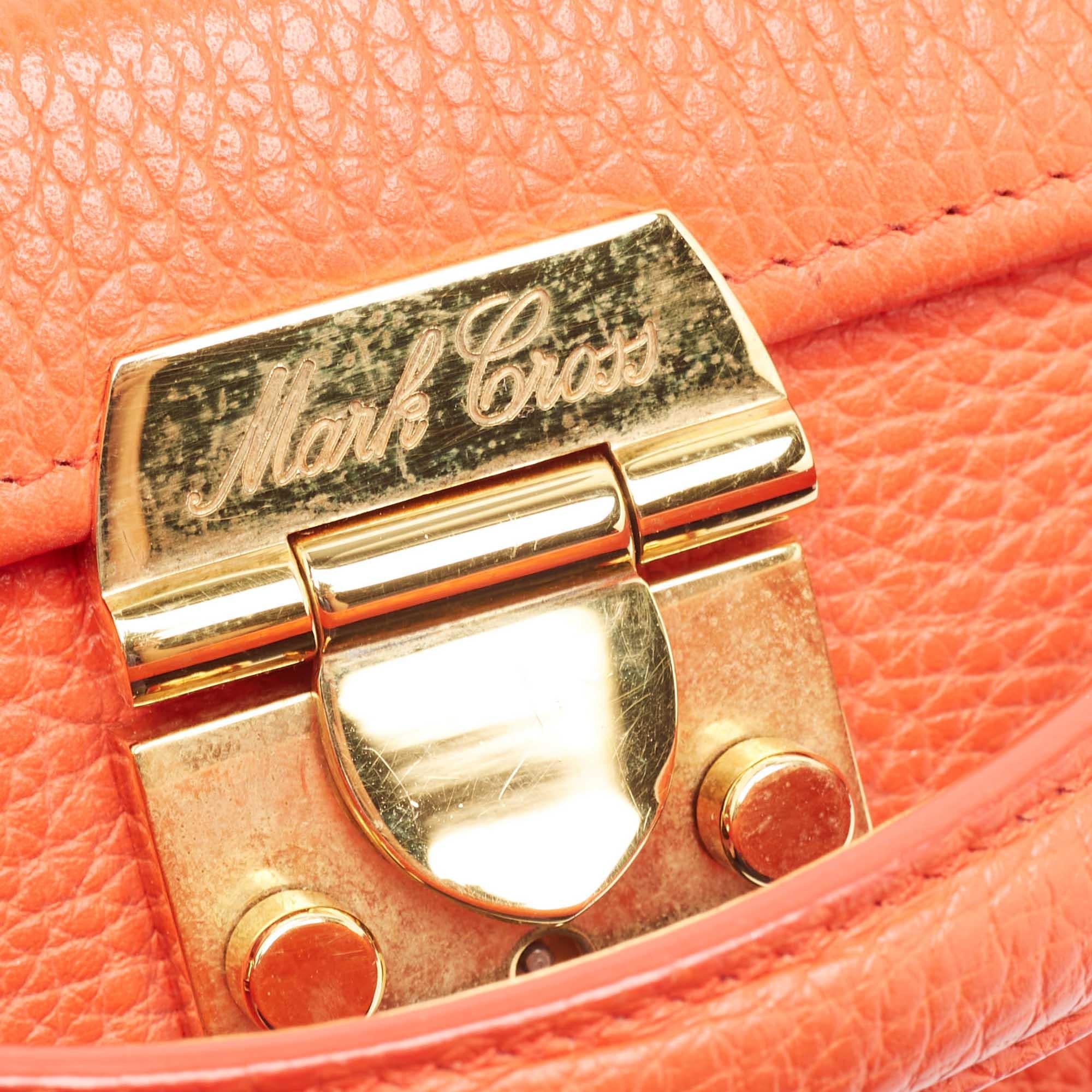 Mark Cross Orange Leather Grace Box Bag 1