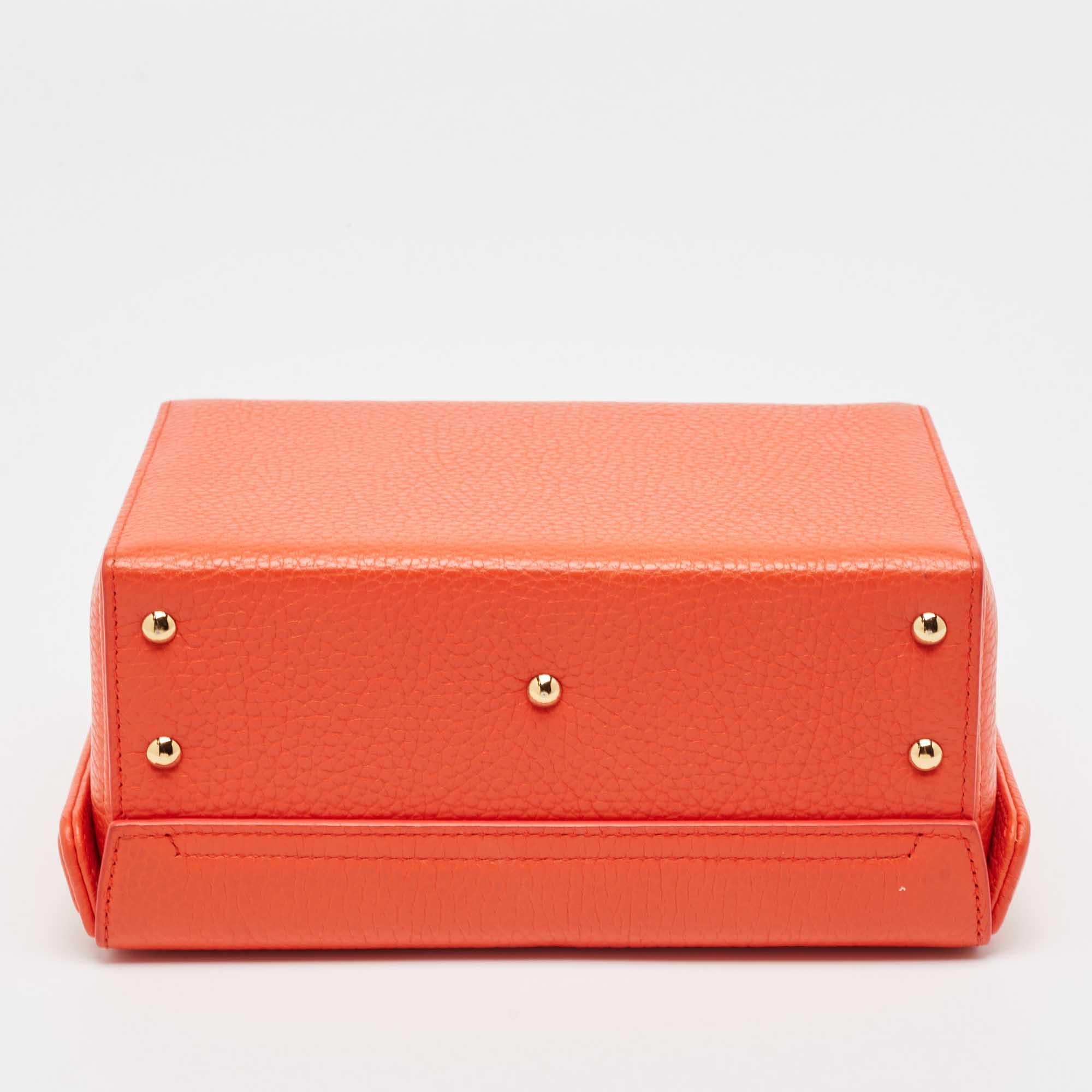 Mark Cross Orange Leather Grace Box Bag 2