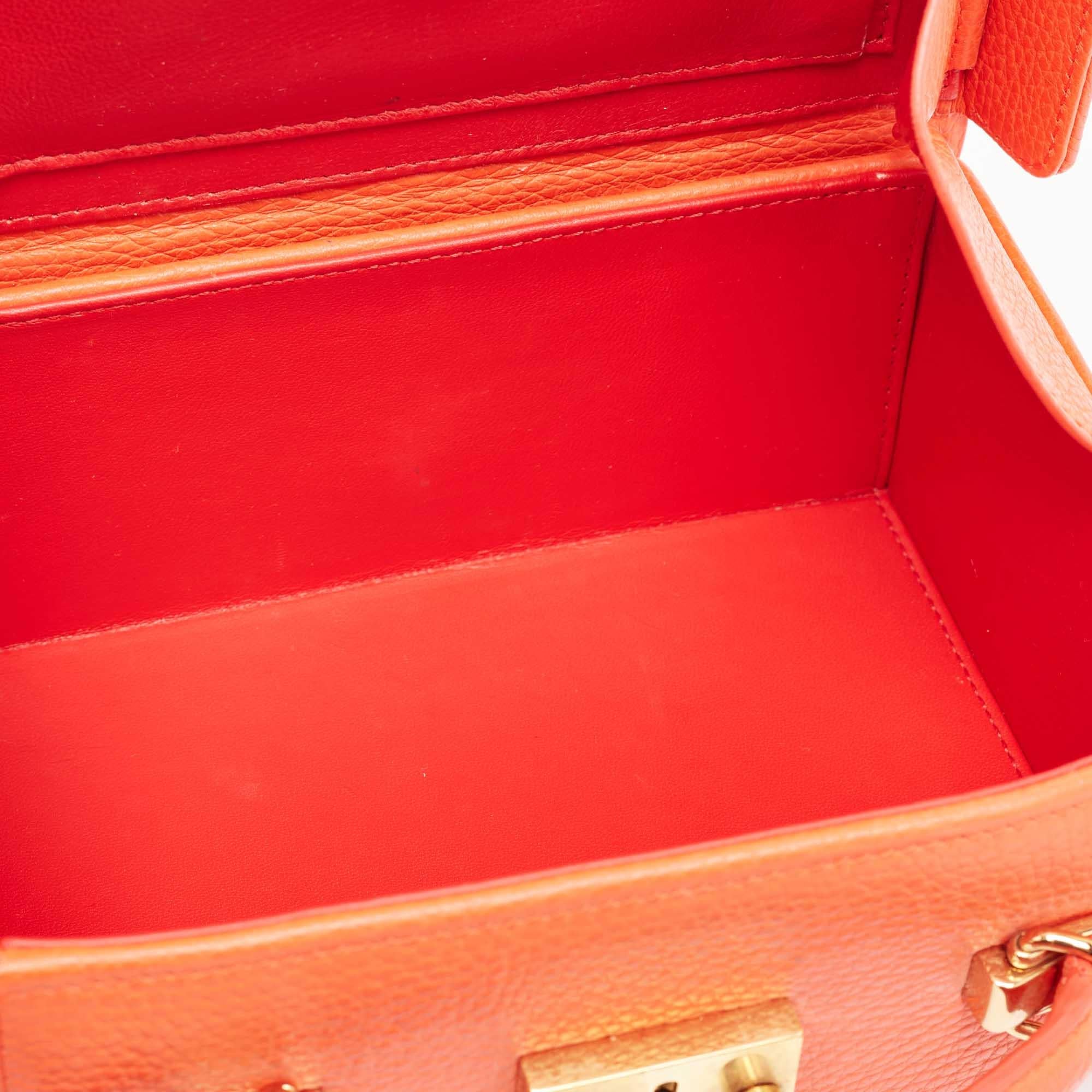 Mark Cross Orange Leather Grace Box Bag 3