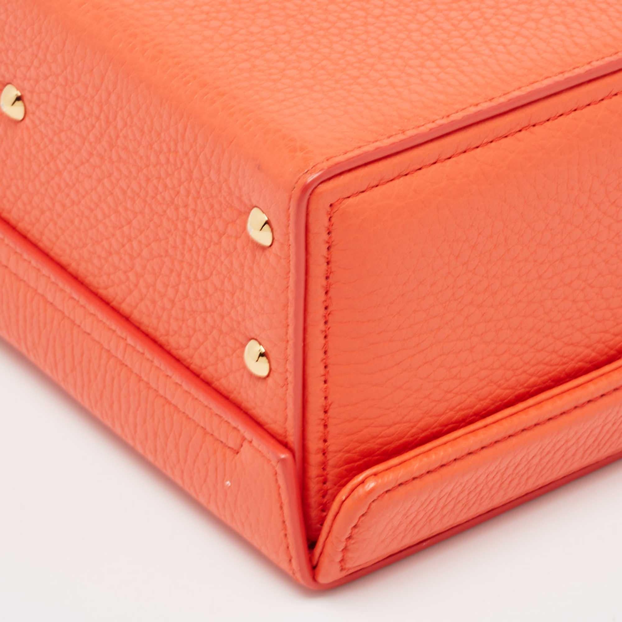 Mark Cross Orange Leather Grace Box Bag 4