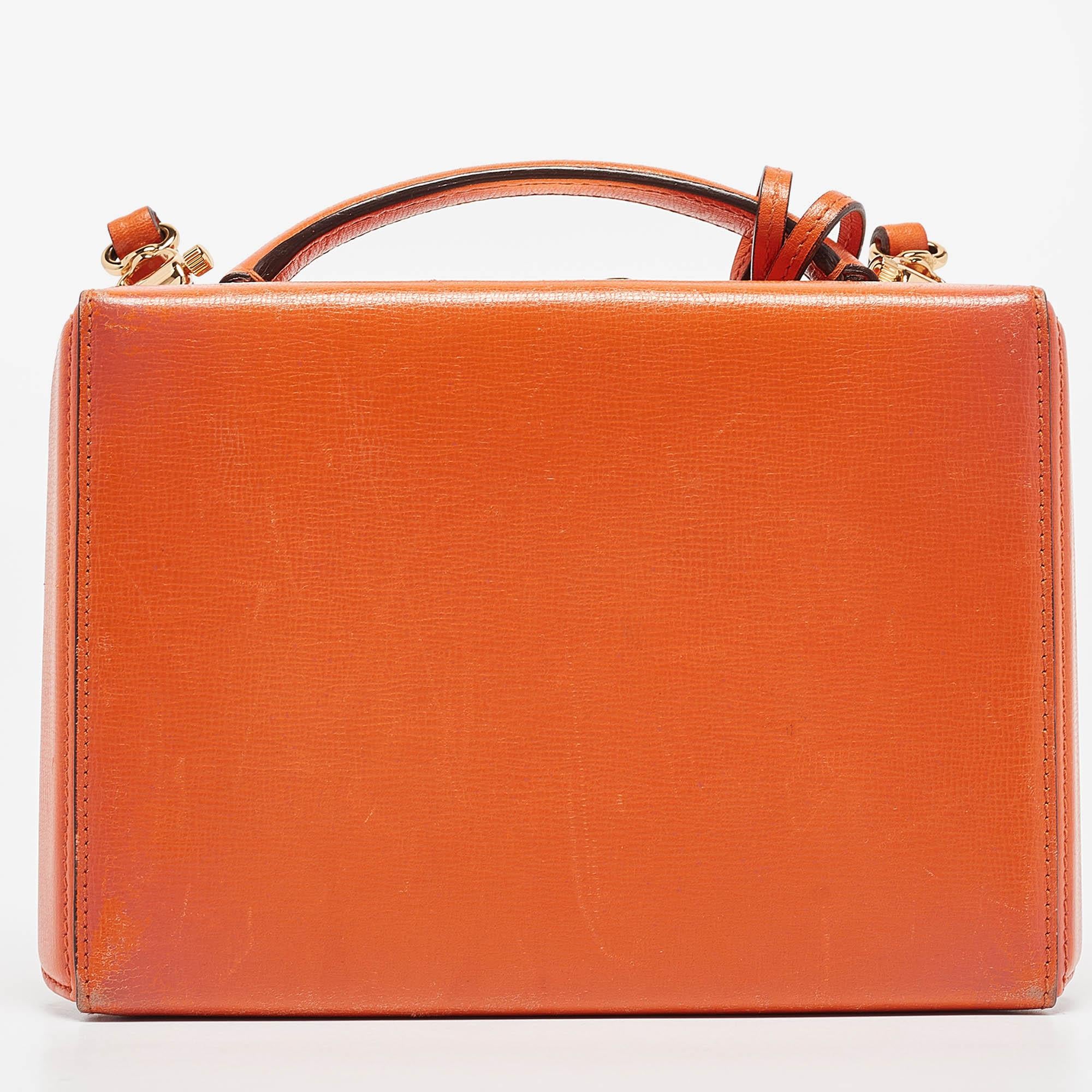 Women's Mark Cross Orange Leather Small Grace Box Bag