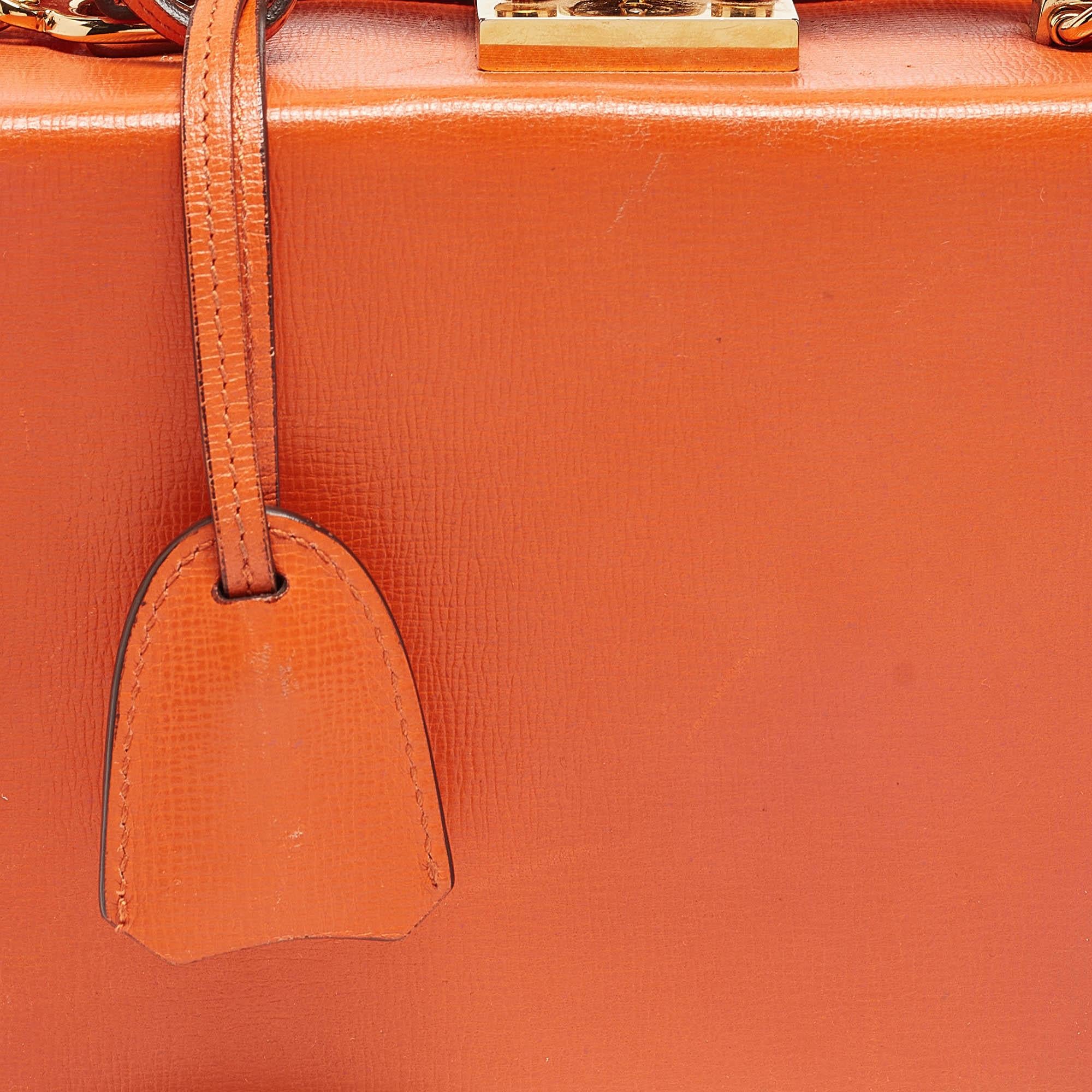 Mark Cross Orange Leather Small Grace Box Bag 1