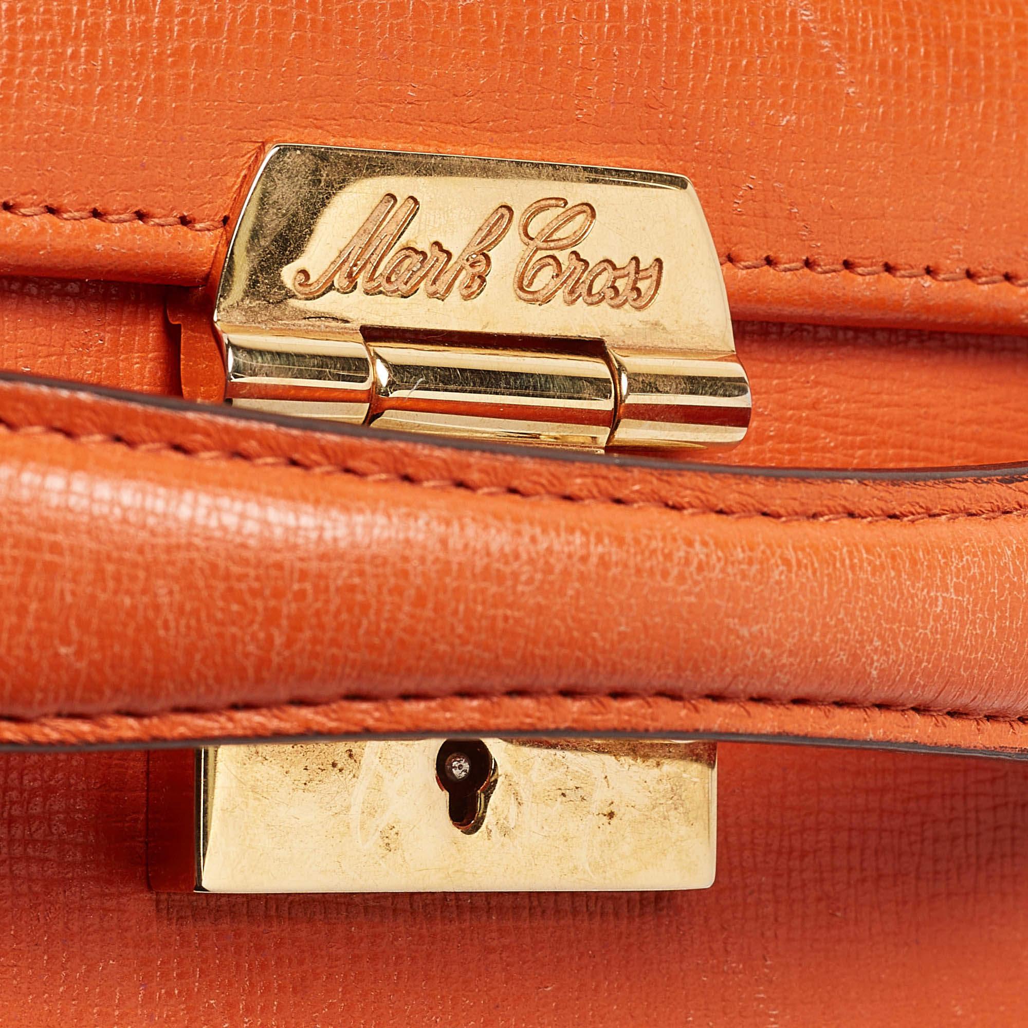 Mark Cross Orange Leather Small Grace Box Bag 4