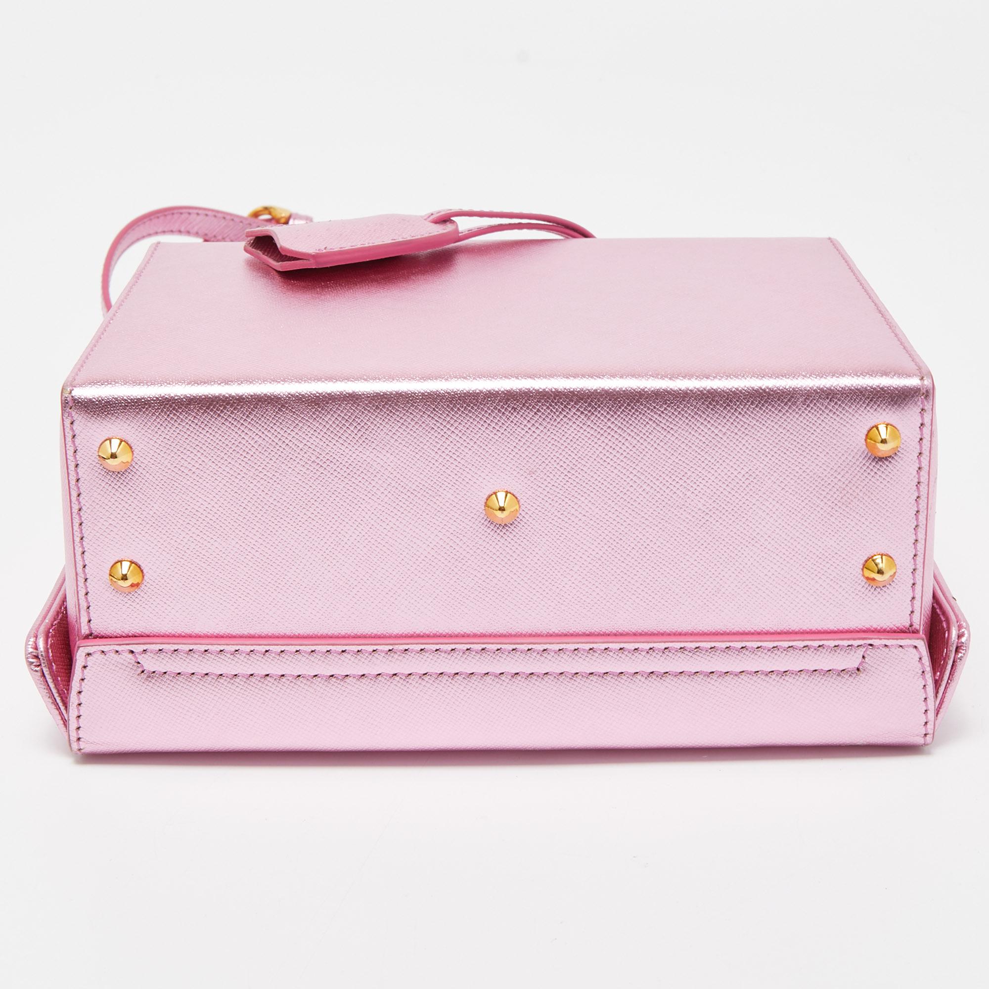Mark Cross Pink Glossy Leather Grace Box Bag For Sale 2