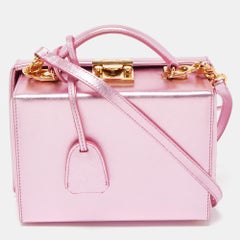 Mark Cross Pink Glossy Leather Grace Box Bag