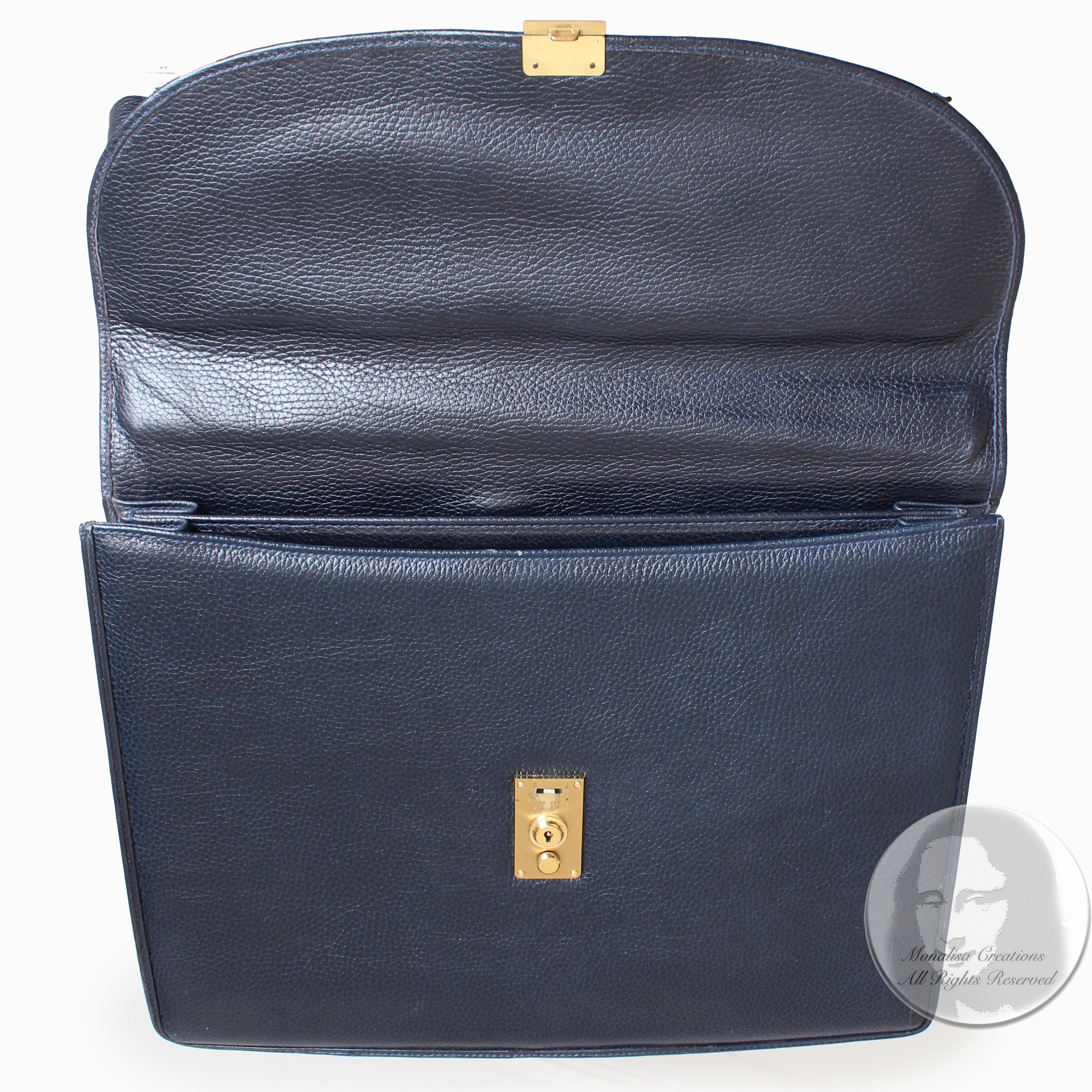 Mark Cross Portfolio Briefcase Attache Bag Textured Leather Vintage 90s Italy 4